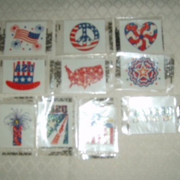 unknown Accessories Temporary Tattoos Usa Red White Blue Bagged